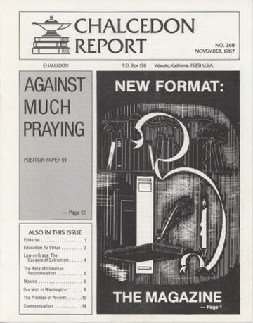 1987 November Chalcedon Report cover